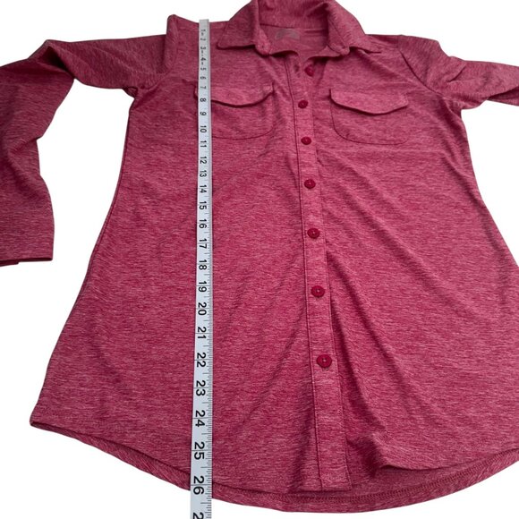 Eddie Bauer Women XS Pink Heather Button-Up Long-Sleeve Shirt Dual Chest Pockets - Picture 6 of 16